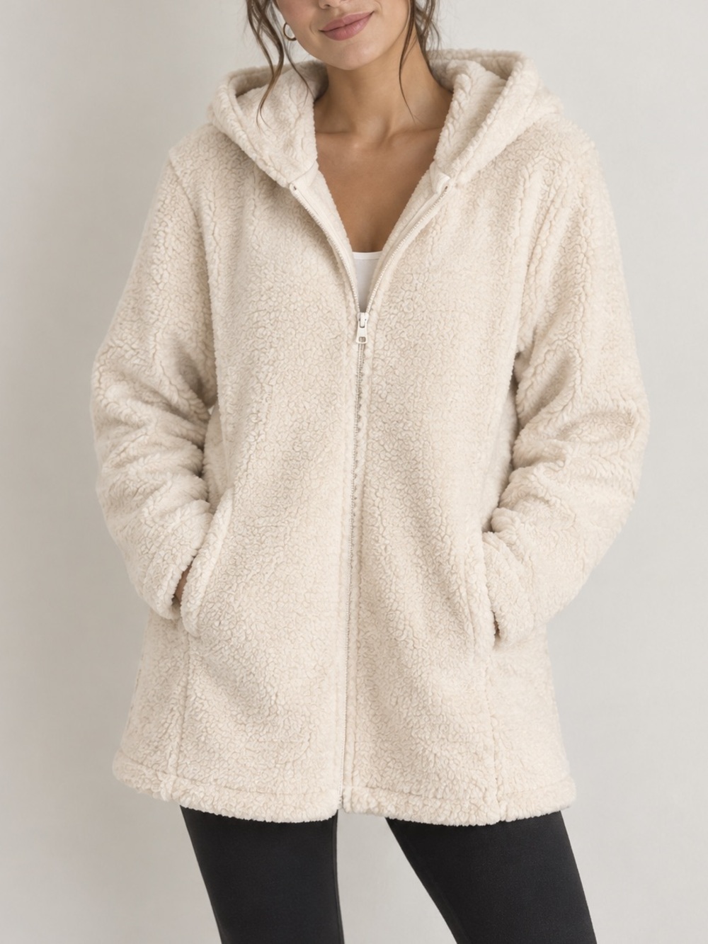 Joe Fresh Cream Teddy Sherpa Zip Hoodie
